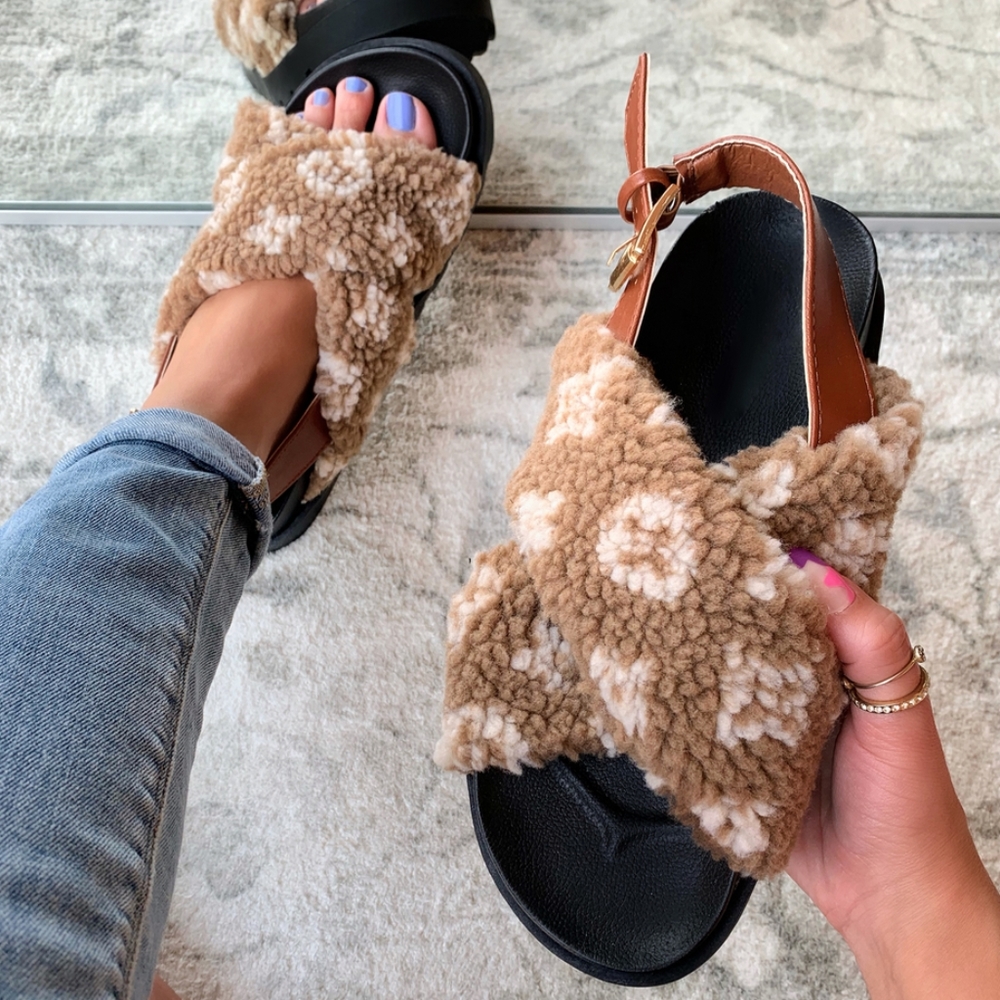 LIVING LUXE SANDALS - TAN- size 8